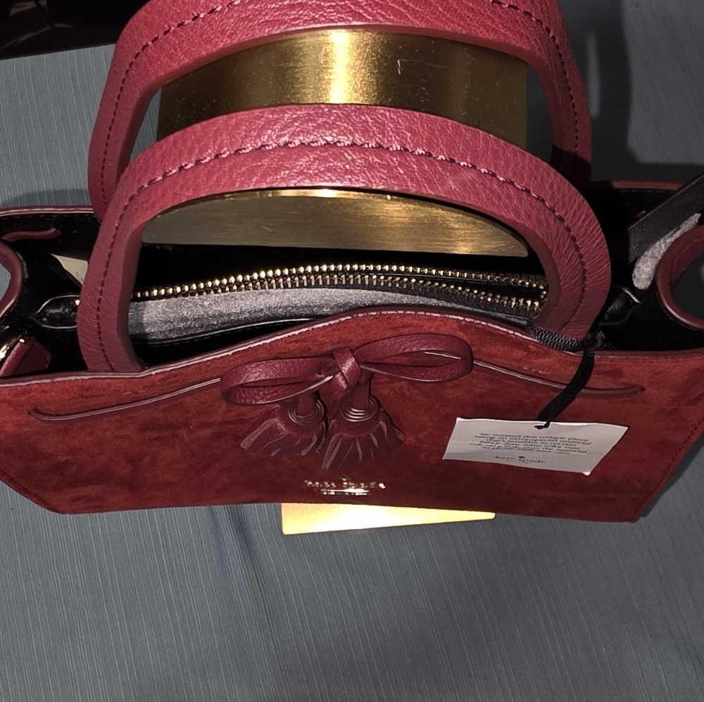 Kate Spade Red Suede Tote Bag - Picture 9 of 13